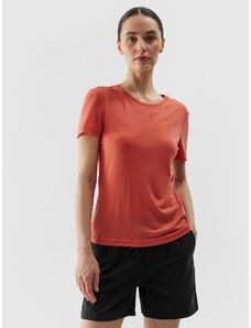 4F Moteriški žygio marškinėliai su Merino vilna - koralų spalvos