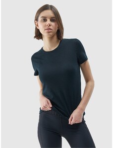4F Moteriški žygio marškinėliai su Merino vilna - juodi