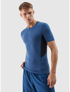 4F Vyriški slim treniruočių marškinėliai pagaminti iš perdirbtų medžiagų - tamsiai mėlyni