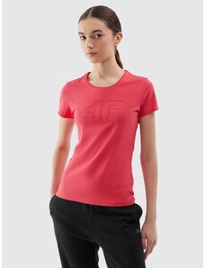 4F Moteriški T-shirt slim marškinėliai su grafika - raudoni