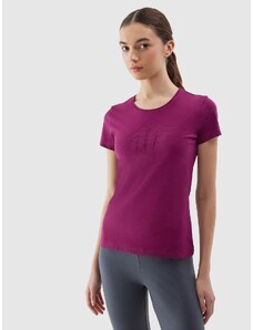 4F Moteriški T-shirt slim marškinėliai su grafika - violetiniai