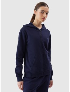 4F Moteriškas sportinis atsegamas džemperis su gobtuvu - tamsiai mėlynas