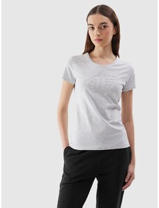 4F Moteriški T-shirt slim marškinėliai su grafika - pilki