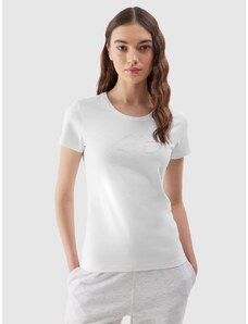 4F Moteriški T-shirt slim marškinėliai su grafika - balti