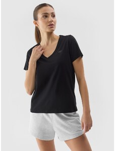 4F Moteriški T-shirt lygūs marškinėliai - juodi