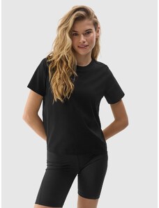4F Moteriški T-shirt lygus marškinėliai iš organinės medvilnės - juodi