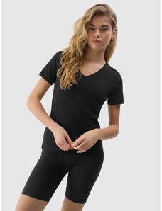 4F Moteriški T-shirt lygus marškinėliai iš organinės medvilnės - juodi
