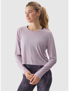 4F Moteriški Longsleeve crop - top marškinėliai jogai su modalio priemaiša - violetiniai