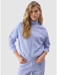 4F Moteriškas atsegamas džemperis be gobtuvo su organine medvilne - mėlynas