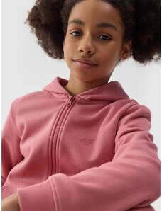 4F Sportinis atsegamas džemperis su gobtuvu mergaitėms - pudra rožinė
