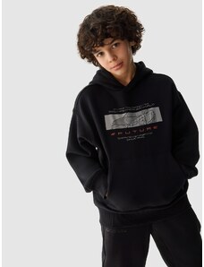 4F **Sportinis neatsegamas džemperis su gobtuvu berniukams - juodas