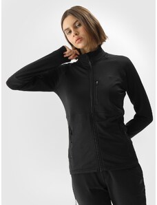 4F Moteriškas atsegamas bėgimo bekele džemperis be gobtuvo - juodas
