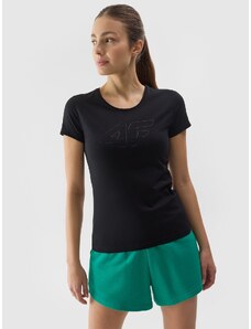 4F Moteriški T-shirt slim marškinėliai su grafika - juodi