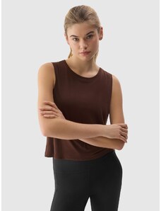 4F Moteiški Top oversize marškinėliai jogai su modalio priemaiša - rudi