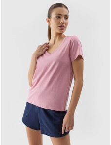 4F Moteriški T-shirt lygūs marškinėliai - rožiniai