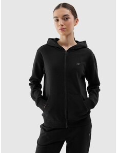4F Moteriškas sportinis atsegamas džemperis su gobtuvu - juodas