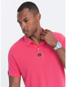 Ombre Clothing Vyriški polo marškinėliai su apykakle - tamsiai rožinės spalvos V4 S1745