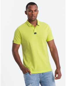 Ombre Clothing Vyriški polo marškinėliai su apykakle - laimo žalios spalvos V8 S1745