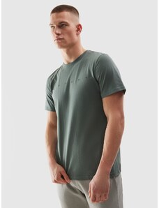 4F Vyriški T-shirt marškinėliai iš organinės medvilnės su grafika - khaki spalvos