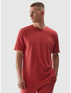 4F Vyriški T-shirt oversize marškinėliai iš organinės medvilnės - koralų spalvos