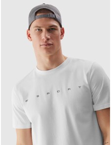 4F Vyriški T-shirt marškinėliai iš organinės medvilnės su grafika - balti