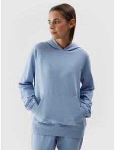 4F Moteriškas sportinis neatsegamas džemperis su gobtuvu - mėlynas