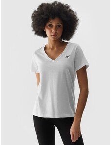 4F Moteriški T-shirt lygūs marškinėliai - balti