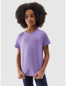 4F T-shirt lygūs marškinėliai mergaitėms - violetiniai