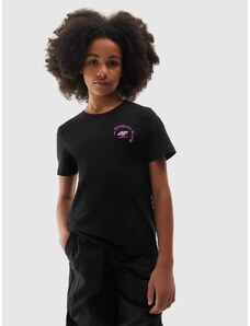 4F T-shirt lygūs marškinėliai mergaitėms - juodi