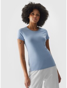 4F Moteriški T-shirt slim lygūs marškinėliai - mėlyni