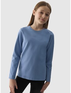 4F Longsleeve regular lygūs marškinėliai mergaitėms - tamsiai mėlyni