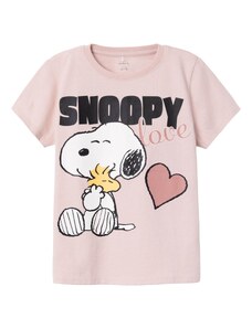 NAME IT Marškinėliai 'Nanni Snoopy' rožinė / ryškiai rožinė spalva / juoda / balta