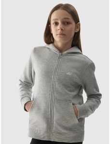 4F Sportinis atsegamas džemperis su gobtuvu mergaitėms - pilkas