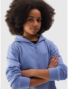 4F Sportinis atsegamas džemperis su gobtuvu mergaitėms - tamsiai mėlynas