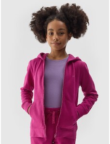 4F Sportinis atsegamas džemperis su gobtuvu mergaitėms - rožinis
