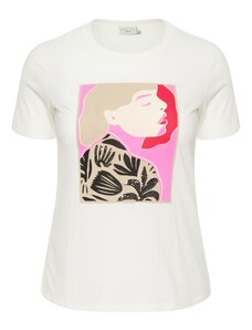 KAFFE CURVE Marškinėliai 'Amina' smėlio spalva / rožių spalva / juoda / balta
