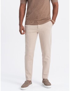 Ombre Clothing Vyriškos "CARROT" dviejų spalvų trikotažo kelnės - smėlio spalvos V2 OM-PACP-0168