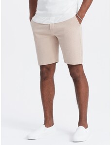 Ombre Clothing Vyriški struktūrizuoti trikotažiniai šortai su kišenėmis - smėlio spalvos V2 OM-SRCS-0128