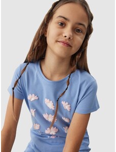 4F T-shirt marškinėliai iš organinės medvilnės mergaitėms - denim