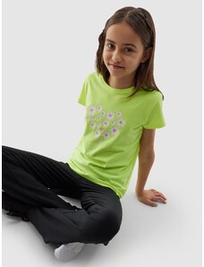 4F T-shirt marškinėliai iš organinės medvilnės mergaitėms - geltoni