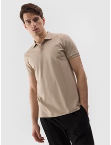 4F Vyriški polo regular lygus marškinėliai - smėlio spalvoa