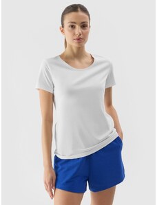 4F Moteriški T-shirt regular lygūs marškinėliai - balti