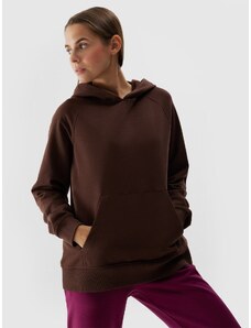 4F Moteriškas sportinis neatsegamas džemperis su gobtuvu - rudas