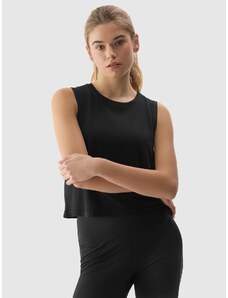 4F Moteriški Top oversize marškinėliai jogai su modalio priemaiša - juodi