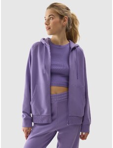 4F Moteriškas sportinis atsegamas džemperis su gobtuvu - violetinis