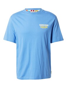 SCOTCH & SODA Marškinėliai mėlyna dūmų spalva / šviesiai geltona / balta