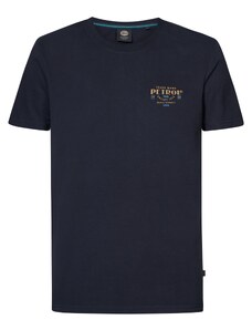 Petrol Industries Marškinėliai tamsiai mėlyna / šviesiai mėlyna / tamsiai ruda / balta