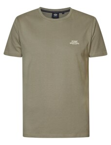Petrol Industries Marškinėliai gelsvai pilka spalva / alyvuogių spalva