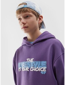 4F Sportinis neatsegamas džemperis su gobtuvu berniukams - violetinis