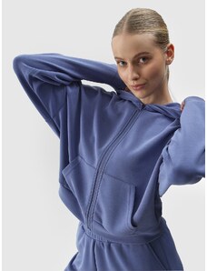 4F Moteriškas sportinis atsegamas džemperis su modalio priemaiša - tamsiai mėlynas